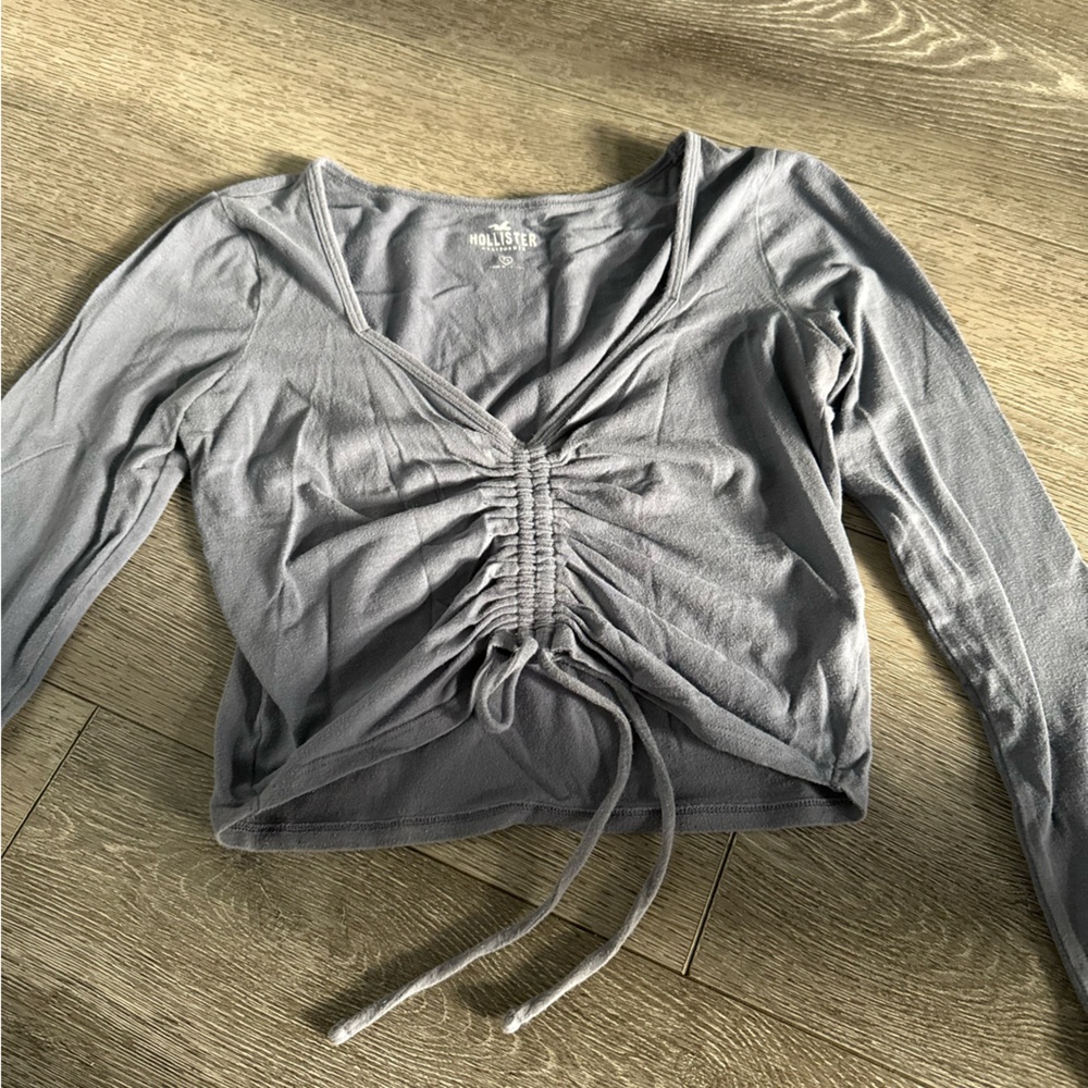Hollister Navy Blue Ruched Blouse